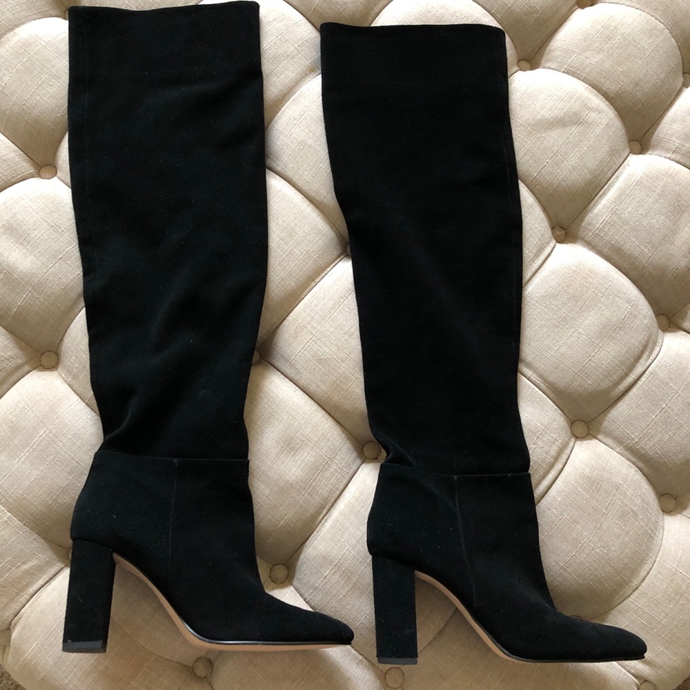 Zara Black Suede Knee High Boots